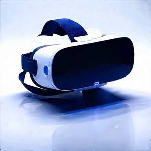 Vr Headset With Streaming Content With White Blue