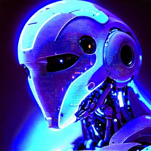 Robot with blue light (glow:1.46)
