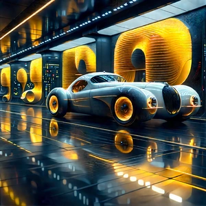 Automotive Technology In Manufacturing Facility With Futuristic Parked