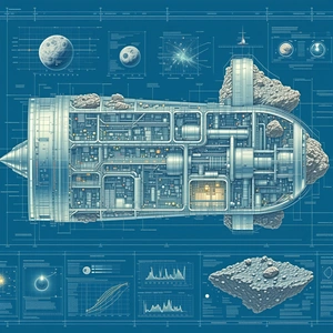 A Blue Illustration Of A Space Shuttle Is Shown, With A Detailed Diagram Of The Shuttle's Interior