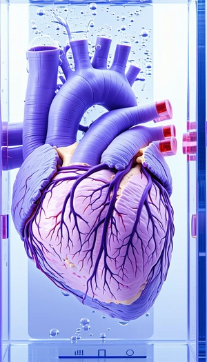 A Purple Heart With A Blue Tube Running Through It