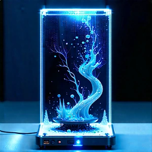 3d Printer With Digital Particles With Blue White
