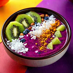 Lifestyle Architectural Photography: Smoothie Bowl Prepared With Vibrant Colors With Bowl Filled