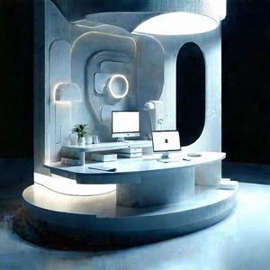Futuristic Digital Workspace With Modern, White