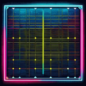 Tech Linocut Print: Solar panel with neon accents