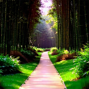 Nature Commercial Photography: Path Through Bamboo Grove With Serene Forest