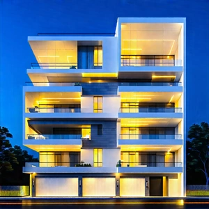 Urban Commercial Photography: (modern:1.3) Apartment Complex With (minimalist:1.21) (design:1.25) With Tall White
