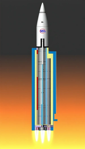 A Large, Tall Tower With A Blue And Red Stripe