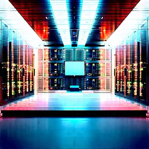 Futuristic Server Room With Black White