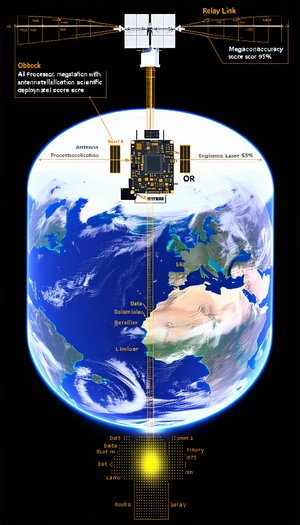 The Image Is A Close-up Of A Satellite In Space, With A Detailed View Of Its Components