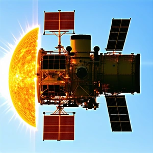 A Spacecraft With A Large Solar Panel On Its Side