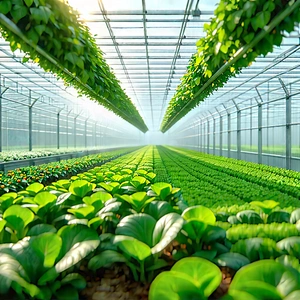 Agricultural Technology In Manufacturing Facility With Large Greenhouse