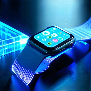 Smart Watch With Holographic Display With Blue Apple