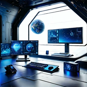(futuristic:1.15) (digital:1.39) Workspace With Image