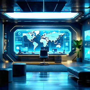 Futuristic Tech Startup Office With Futuristic Room,