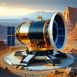 A Large, Futuristic-looking Spacecraft Is Sitting On A Rocky Surface, Possibly On A Distant Planet