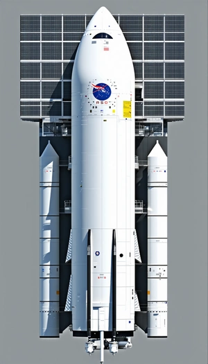 A Large White Rocket Is Docked With A Smaller Rocket