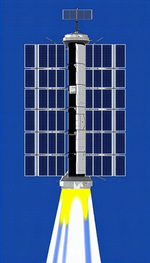large spacecraft shown blue background