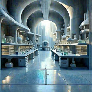 Futuristic Research Laboratory With Image, There