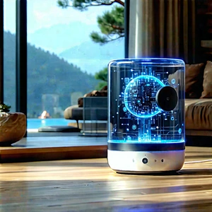 Smart Home Device With Digital Artwork With Modern-looking Speaker