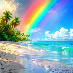 Nature Macro Photography: Rainbow Over Tropical Beach With Beautiful Beach