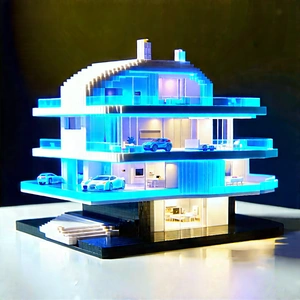 (futuristic:1.46) Smart Home With Blue White