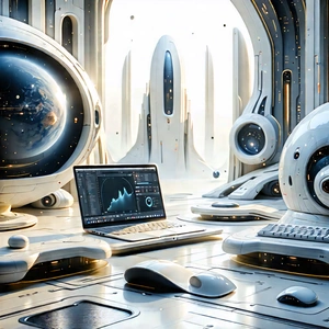 (futuristic:1.26) (digital:1.35) Workspace With Image