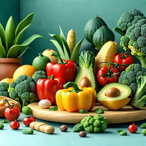 Lifestyle Pastel Drawing: Wellness scene with healthy food