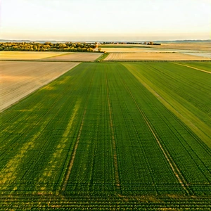 Nature Stock Photography: Aerial View Of Agricultural Fields With Large, Lush