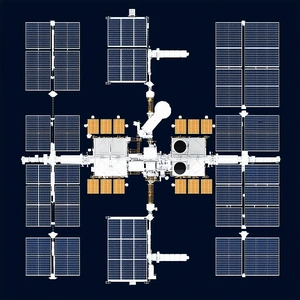 The Image Is A Detailed, Three-dimensional Model Of A Space Station