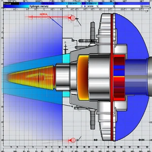 A Blue And White Graphic Shows A Close-up Of A Turbine Engine