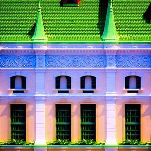 Urban Macro Photography: Historic building with green rooftop