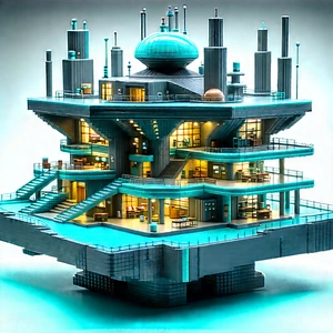 Futuristic Research Laboratory With Large, Blue,