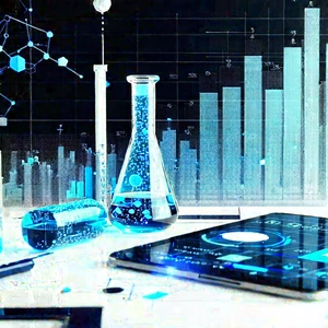 Financial Technology In Modern Laboratory With Table Cell