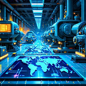 Financial Technology In Manufacturing Facility With Image, There