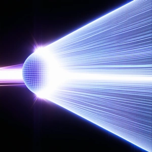 A Bright Light Is Shining On A Sphere, Which Is Located In The Center Of The Image