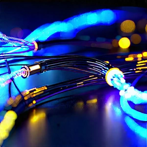 Close-up of fiber optic cables
