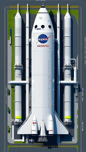 A Large White Rocket Is Parked In A Hangar, Surrounded By Several Other Rockets