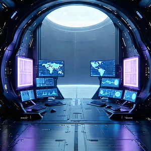 (futuristic:1.22) Digital Workspace With Image