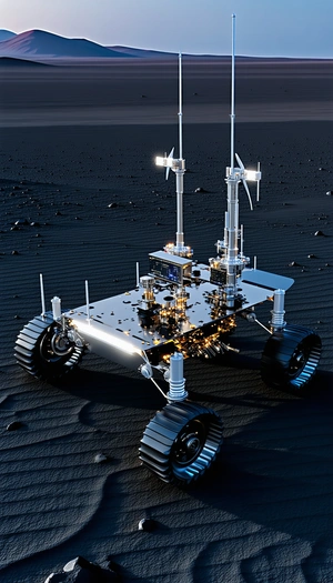 A Futuristic Robotic Vehicle With A Large Wheel In The Foreground