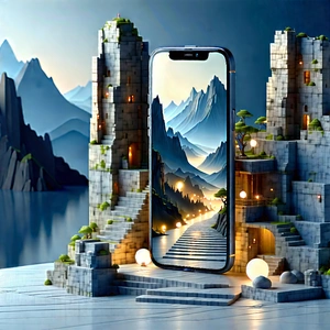 Smartphone With (digital:1.14) Artwork With Large, Three-dimensional