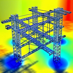 A Large, Blue, Metal Structure With A Unique Design