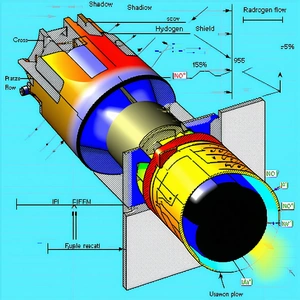 A Blueprint Of A Rocket Engine Is Shown, With The Engine's Components Labeled
