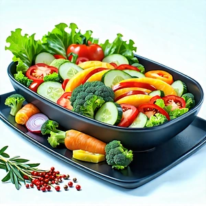 Lifestyle Graphic Design: Healthy Meal Prepared With Seasonal Produce With Large Bowl
