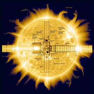 The Image Is A Close-up Of A Sun, With A Diagram Of The Sun's Interior Visible
