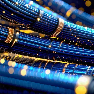 Close-up of fiber optic cables