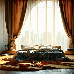 Lifestyle Stock Photography: Bedroom sanctuary with comfortable textiles