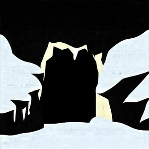 Nature Product Photography: Cave Entrance In Winter Snow With Black White