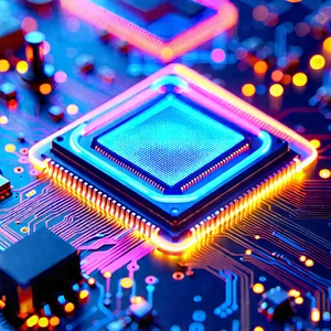 Microchip with neon accents
