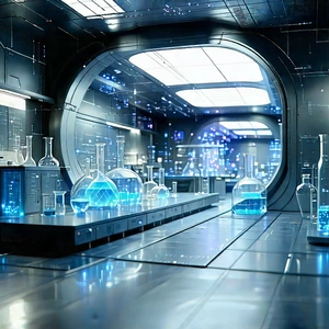 Futuristic Research Laboratory With Image, There